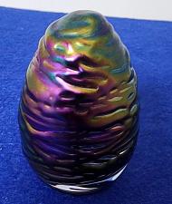 Buy Glass eye iridescent treaded egg paperweight