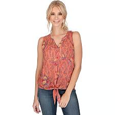 Buy Paisley Sleeveless Tie Front Lucky Brand Top XL