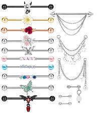 Buy 14PCS Industrial Piercing Jewelry Surgical Steel 14G Industrial Earrings Barb...