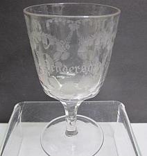 Buy Cut glass goblet stemware HENDERSON copper wheel engraved floral