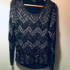 Buy LUCKY BRAND woman`s Chevron Silver Metallic Sweater XL