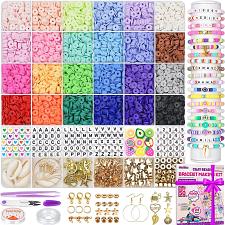 Buy Gionlion 6000 Clay Beads Bracelet Making Kit 24 Colors Flat Preppy Beads for ...
