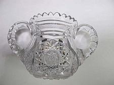 Buy American Brilliant Period Cut Glass 2 handle sugar Antique abp hand cut