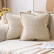 Buy MIULEE Corduroy Pillow Covers with Splicing Set of 2 Super Soft Boho Striped ...