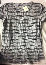 Buy LUCKY LOTUS Top Women's Size S Gray Black Striped Vented Cutout Back Tee T Shirt