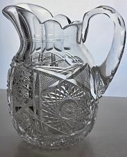 Buy Signed Clark cut glass pitcher American brilliant blown blank Bob6