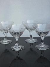 Buy 4 Signed Fostoria dess glass Wheat pattern Hand cut Crystal