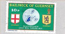 Buy Guernsey 129 Used Guernsey Flag Globe and Alderney Shield 1 1975 (BP75918)