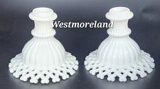 Buy Westmoreland open lattice milk Glass candle holder pair