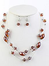 Buy Glass MultiStrand Necklace & Earring Set, Glass Beads, Wire Strands