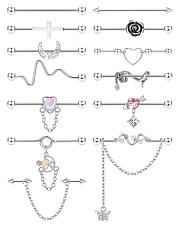 Buy ORAZIO 13PCS Industrial Piercing Jewelry Surgical Steel 14G Industrial Earrin...