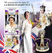 Buy Central Africa 2022 CTO Sheet Queen Elizabeth II 70th Anniversary Princess Dian