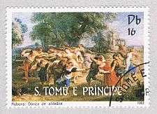 Buy Saint Thomas and Prince Is 692a Used Painting Dance of the peasants (BP1916)