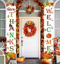 Buy Thanksgiving Decorations Indoor Outdoor GIVE THANKS Banner Porch Door Welcome...