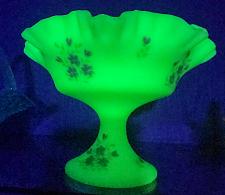 Buy Fenton glass compote signed hand painted glows