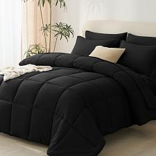 Buy CozyLux Queen Comforter Set - 7 Pieces Bed in a Bag Set Black Queen Complete ...