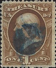 Buy US Scott #O72 Used VF 1 Cent 1873 Official Dept of Treasury Stamp Cv 10.00