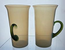 Buy 2 Fry iridescent glass mugs with green handle