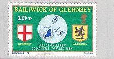 Buy Guernsey 129 Used Guernsey Flag Globe and Alderney Shield 1975 (BP75917)
