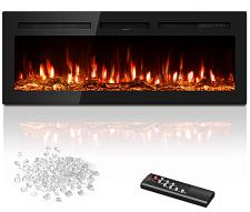 Buy 50 inch Electric Fireplace in-Wall Recessed and Wall Mounted with Remote Cont...