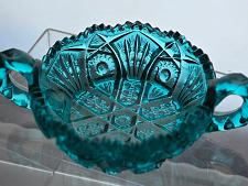 Buy L.E. Smith turquoise Glass 2 handled dish