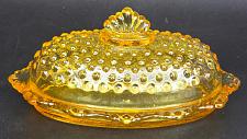 Buy L.E. SMITH yellow glass hobnail oval butter dish