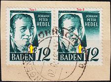 Buy GERMANY Alliiert Franz. Zone [Baden] MiNr 0004 yv 2er ( BStk ) [04] Typ I+I+II