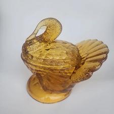 Buy L.E Smith Glass AMBER turkey lid soup bowl