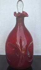Buy Blenko Ruby red triple pinched Glass decanter
