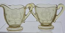 Buy Lancaster Glass Co. Yellow Jubilee sugar and creamer set