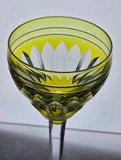Buy Val st Lambert lime green Hand Cut to clear wine glass