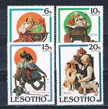 Buy Lesotho 344-47 Unused Norman Rockwell Christmas 1981 CV 1.10 (L0704)