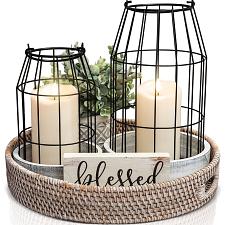 Buy Rustic Farmhouse Lantern Decor Set of 2 - Stylish Decorative Lanterns for You...