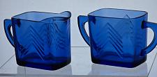 Buy Cobalt blue Hazel Atlas Glass sugar and creamer Ritz