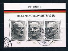 Buy Germany 1203 Used Souvenir Sheet Nobel peace prize winners CV 1.90 (G0163)