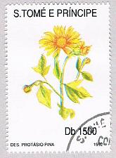 Buy Saint Thomas and Prince Is 1054J Used Yellow Flower CV 8.75 (BP20410)