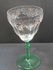 Buy bryce 325 Vintage green stem glass Needle etched bowl optic clear bowl