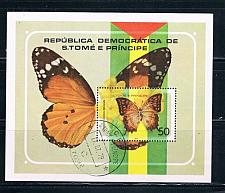 Buy St Thomas and Prince Islands 507 Souvenir Sheet Used Butterflies Cat Val 13.50 (