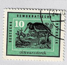 Buy Germany DDR bird stork green 10 Used (BP91518)