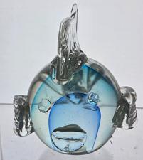 Buy blue vealed glass fish paperweight