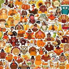 Buy 200PCS Thanksgiving Stickers Fall Cute Turkey Stickers Thanksgiving Vinyl Wat...