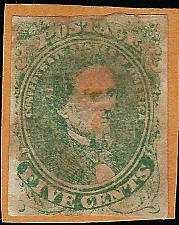 Buy US Scott #CSA 1 Used Fine Thin 5 Cent 1861 Jefferson Davis Stamp CV 175.00