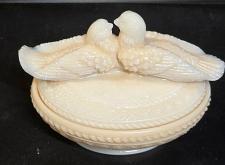 Buy Westmoreland custard Glass kissing doves covered candy dish