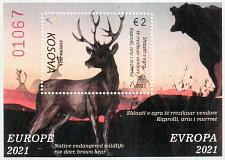 Buy Kosovo Stamps 2021. CEPT Europa 2021: Endangered wildlife. Fauna. Block MNH