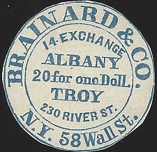 Buy US Scott #24L2 Mint Hinged VF Local Stamp 1844 Brainard & Co Albany NY CV 1000