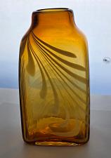 Buy Amber Art glass white swirl square