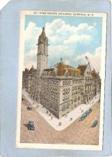 Buy New York Buffalo Post Office Building Street Scene w/Trolley Tracks & Old ~2735