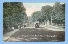 Buy New York Lake George Looking North on Main St Street Scene w/Trolley Track~401