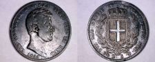 Buy 1833 Italian States Sardinia 5 Lire World Silver Coin - Toned