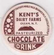 Buy New York Olean Milk Bottle Cap Name/Subject: Kent's Dairy Farms Chocolate ~137